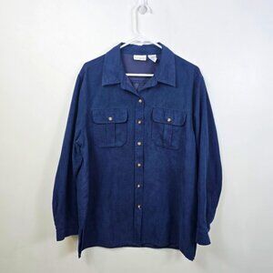 Denim Chambray Utility Shirt L Blue